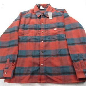 Dickies Wool Blend Flannel Mens XL Red Buffalo Plaid Button‎ Up Heavy Shirt NEW